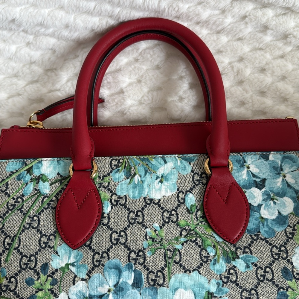 Gucci Blooms GG Floral Supreme Canvas Leather Handbag-546316-Authentic-NWT - Picture 6 of 16